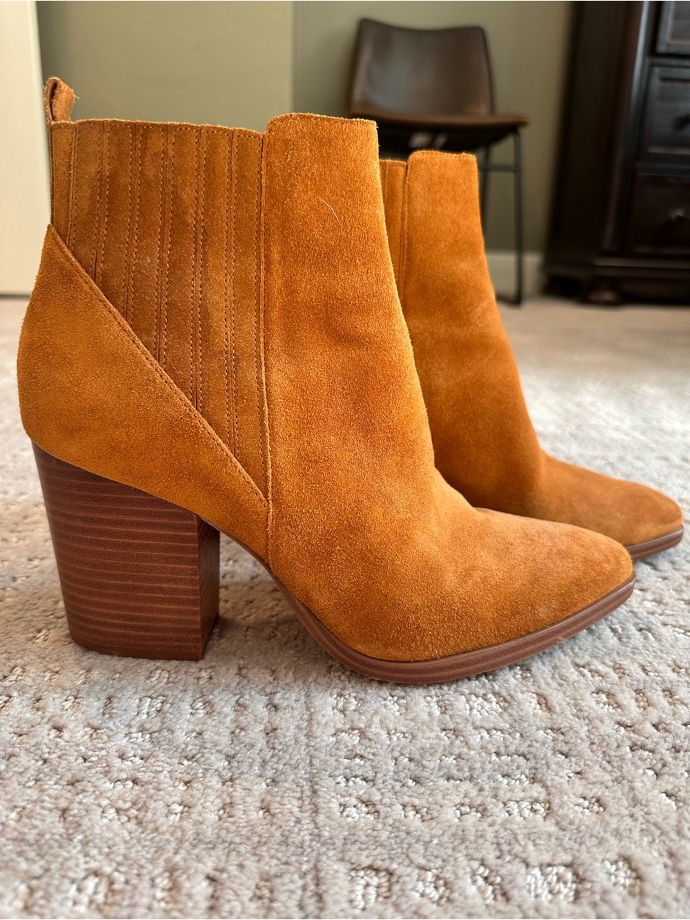 Marc Fisher Suede Ankle Booties in Rust